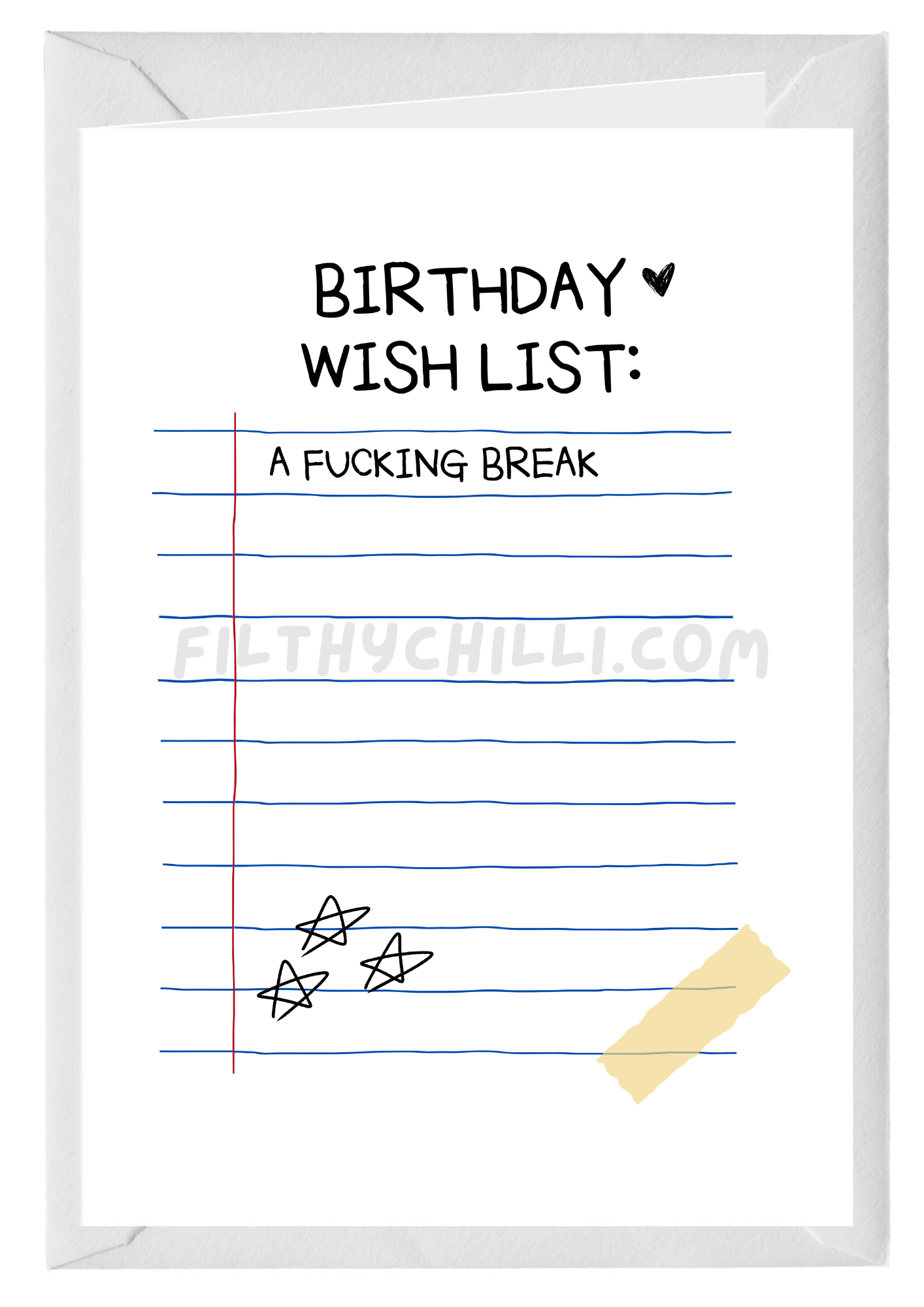 Birthday Wishlist A5 Birthday Card