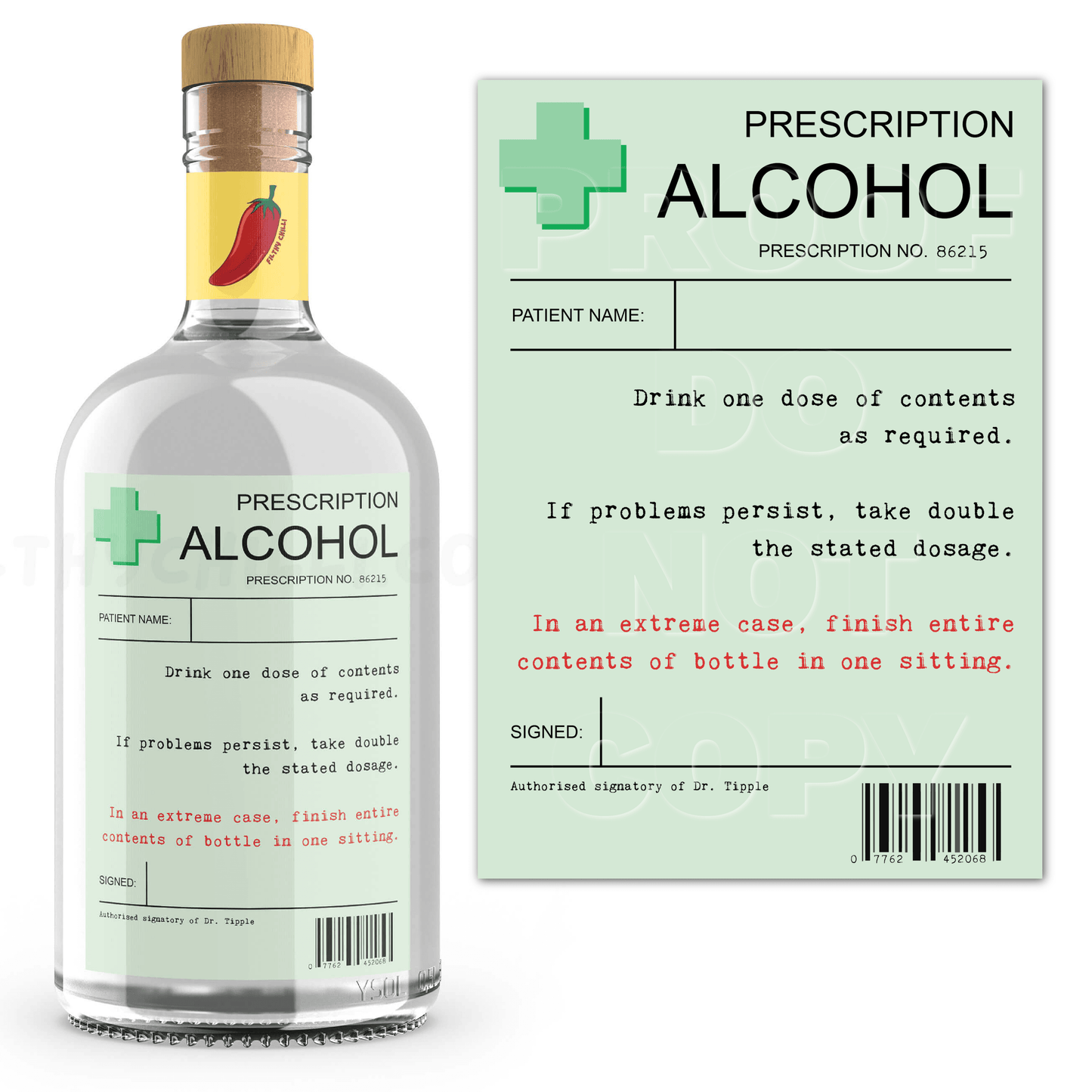 prescription alcohol label