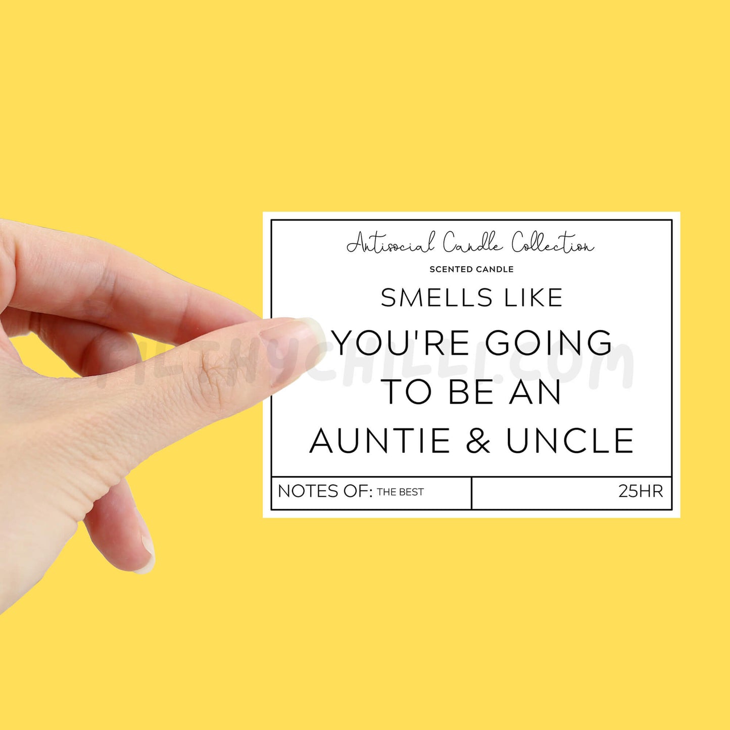 Smells Like You Are Going To Be An Auntie and Uncle Candle Label