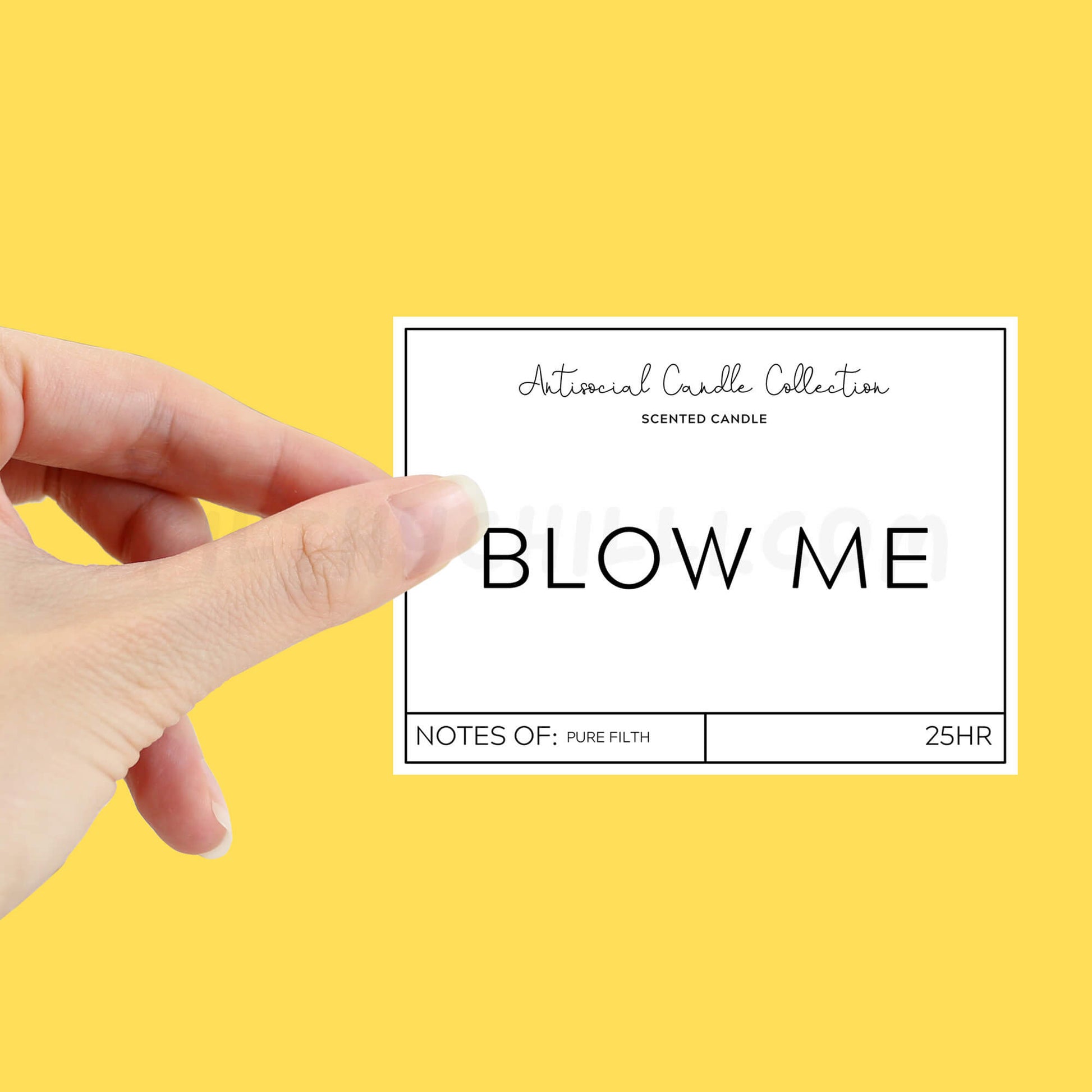 Blow me candle label