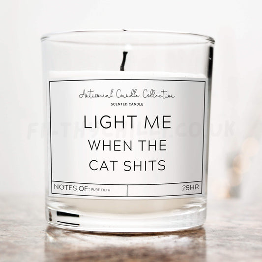 Light me when the cat shits candle 