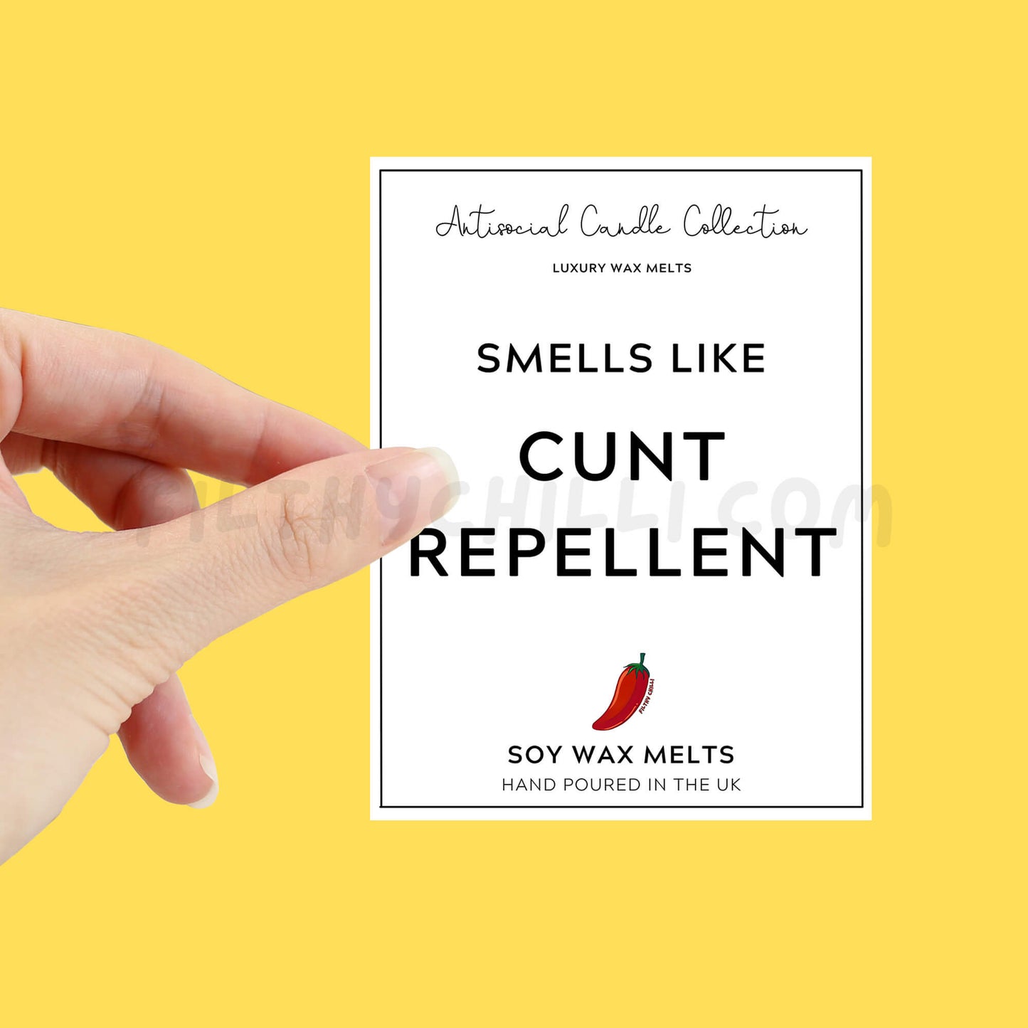 Smells Like Cunt Repellent Wax Melt label for you to stick onto your own wax melt packet