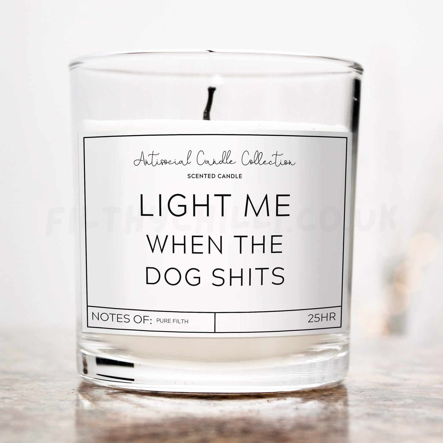 Light me when the dog shits candle 