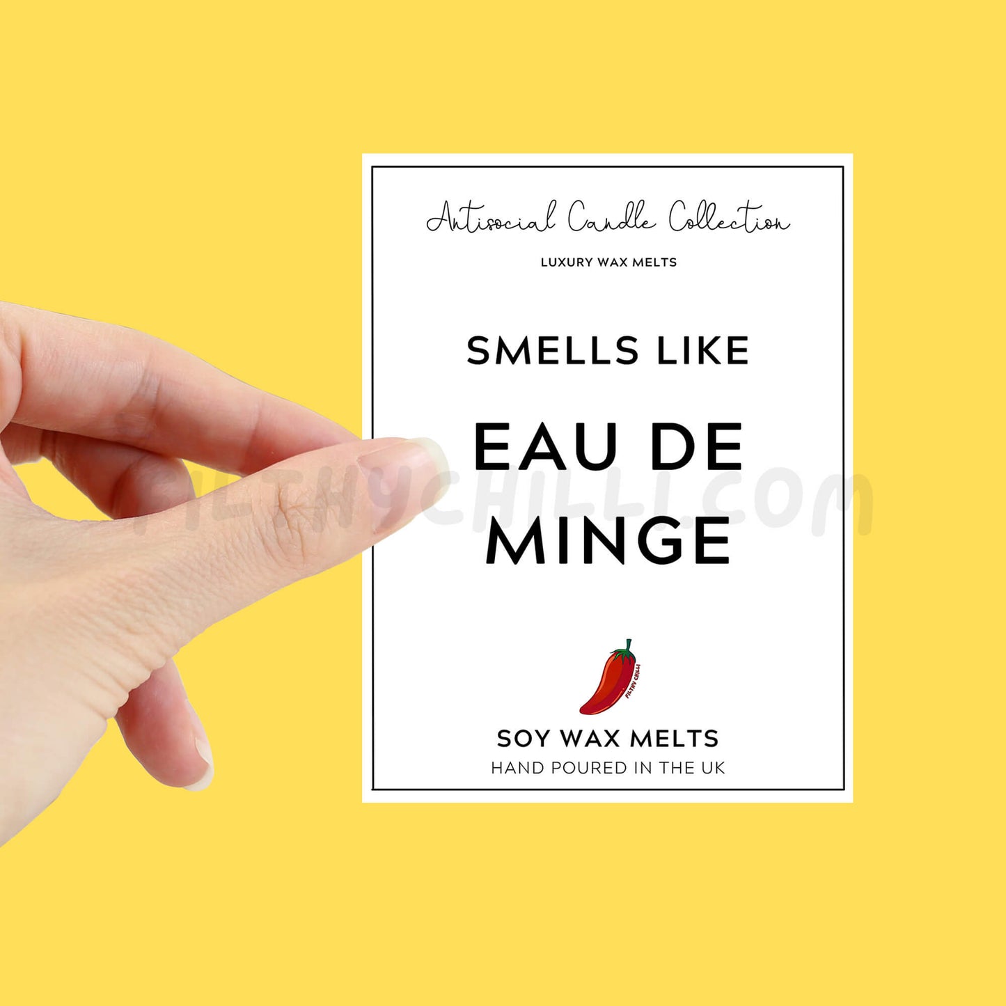 Smells Like Eau De Minge Wax Melt label for you to stick on your own wax melt packet.