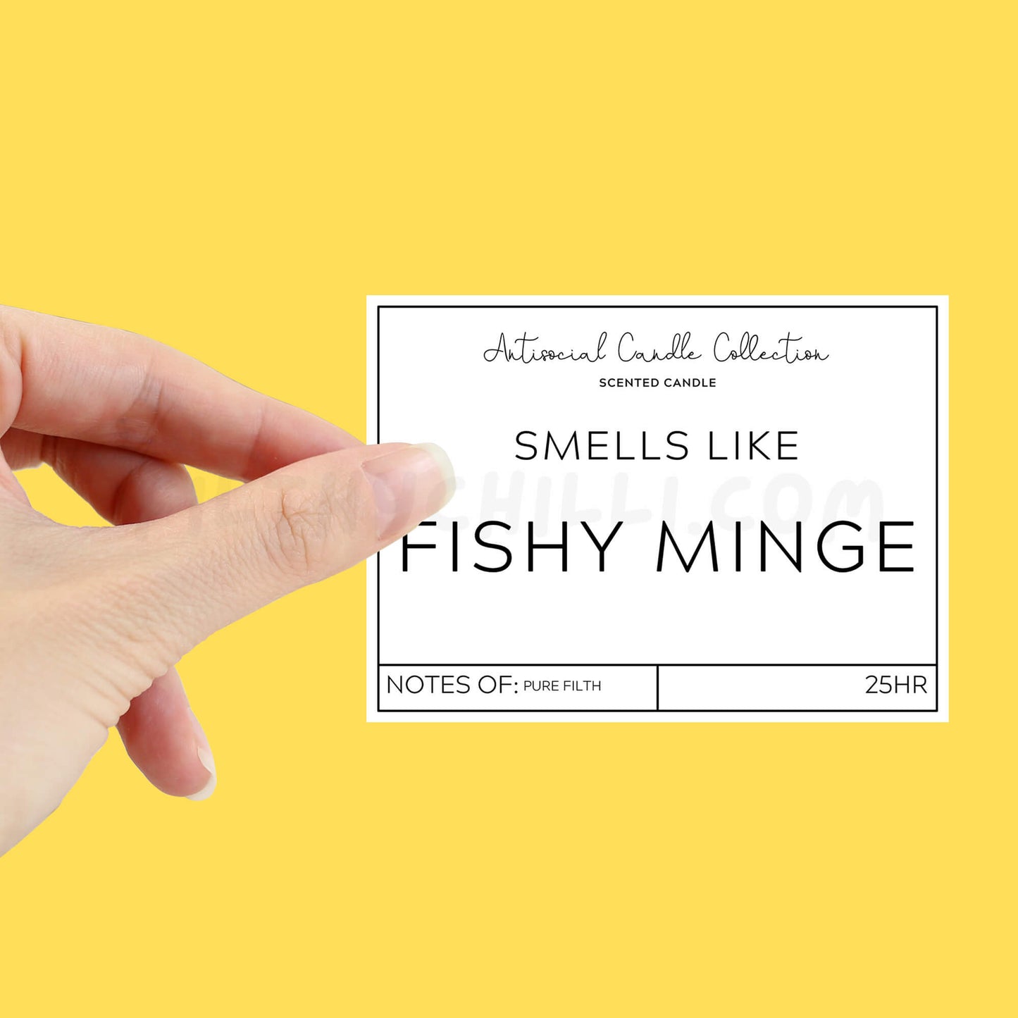 Smells like Fishy Minge candle label