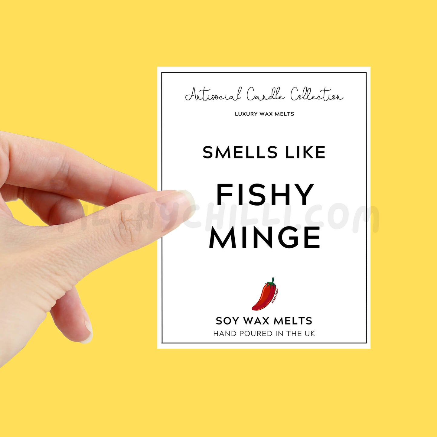 Smells Like Fishy Minge Wax Melt label for you to stick onto your own wax melt packet