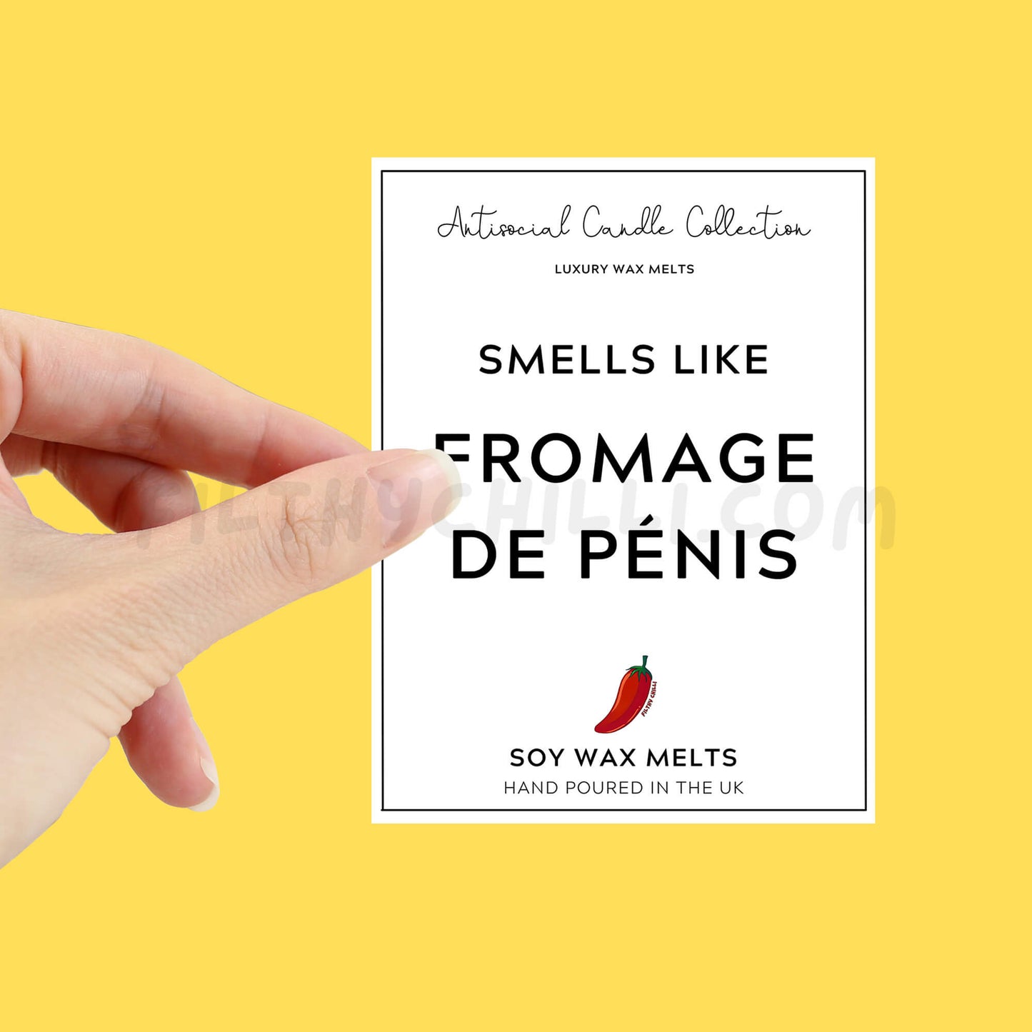 Smells Like Fromage De Penis Wax Melt label for you to stick onto your own wax melt packet.