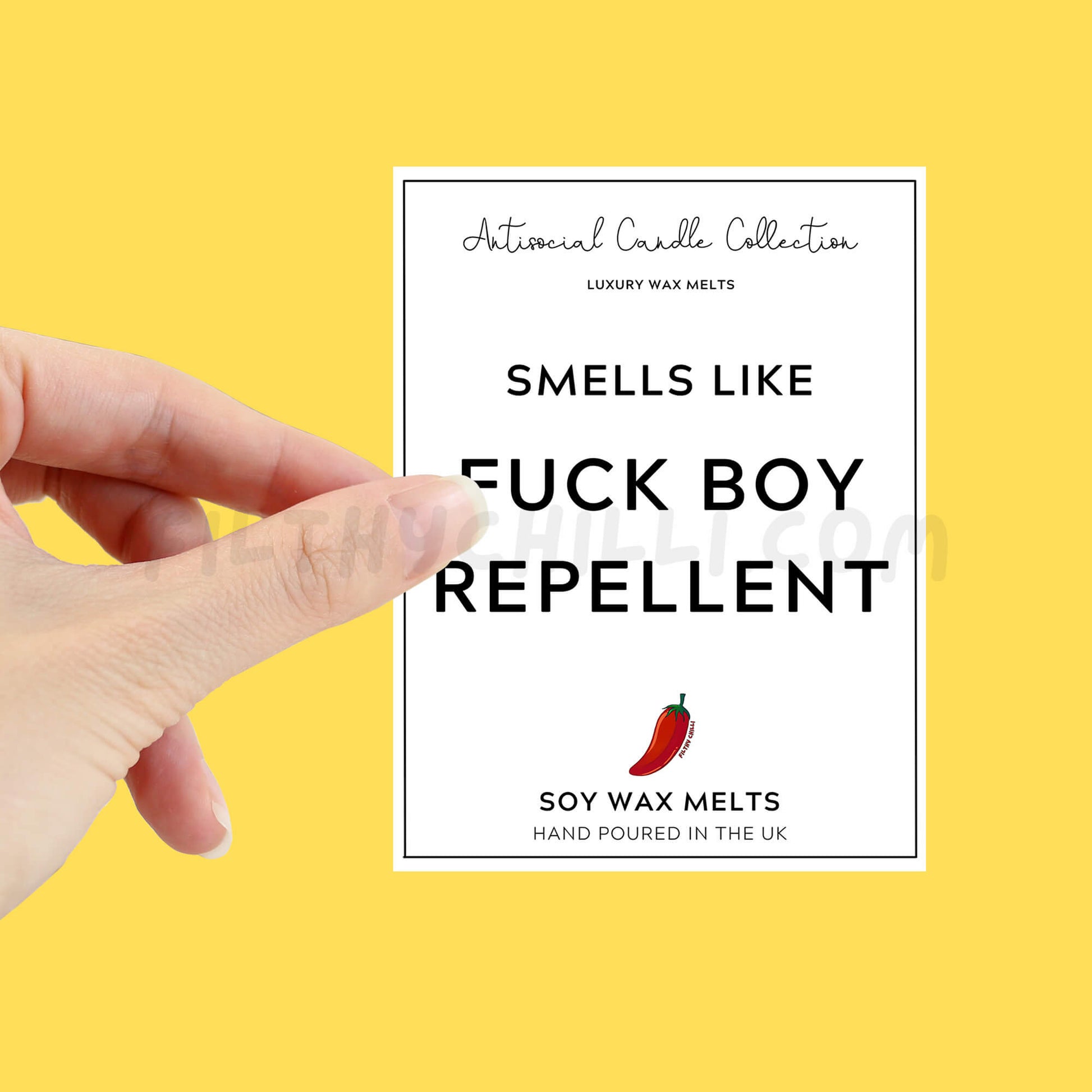 Smells Like Fuckboy Repellent Wax Melt label for you to stick onto your own wax melt packet