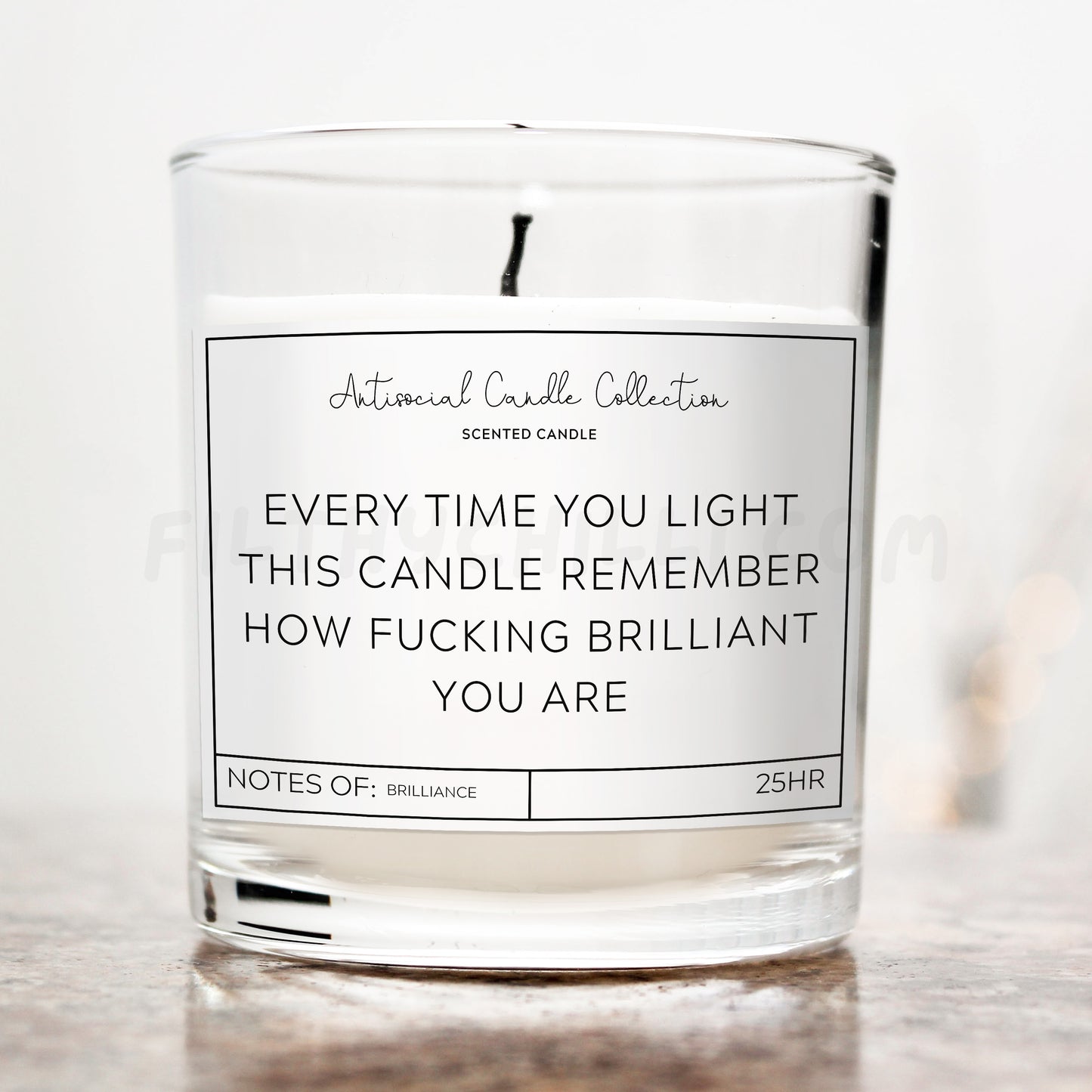 Every Time You Light This Candle, Remember How Fucking Brilliant You Are candle