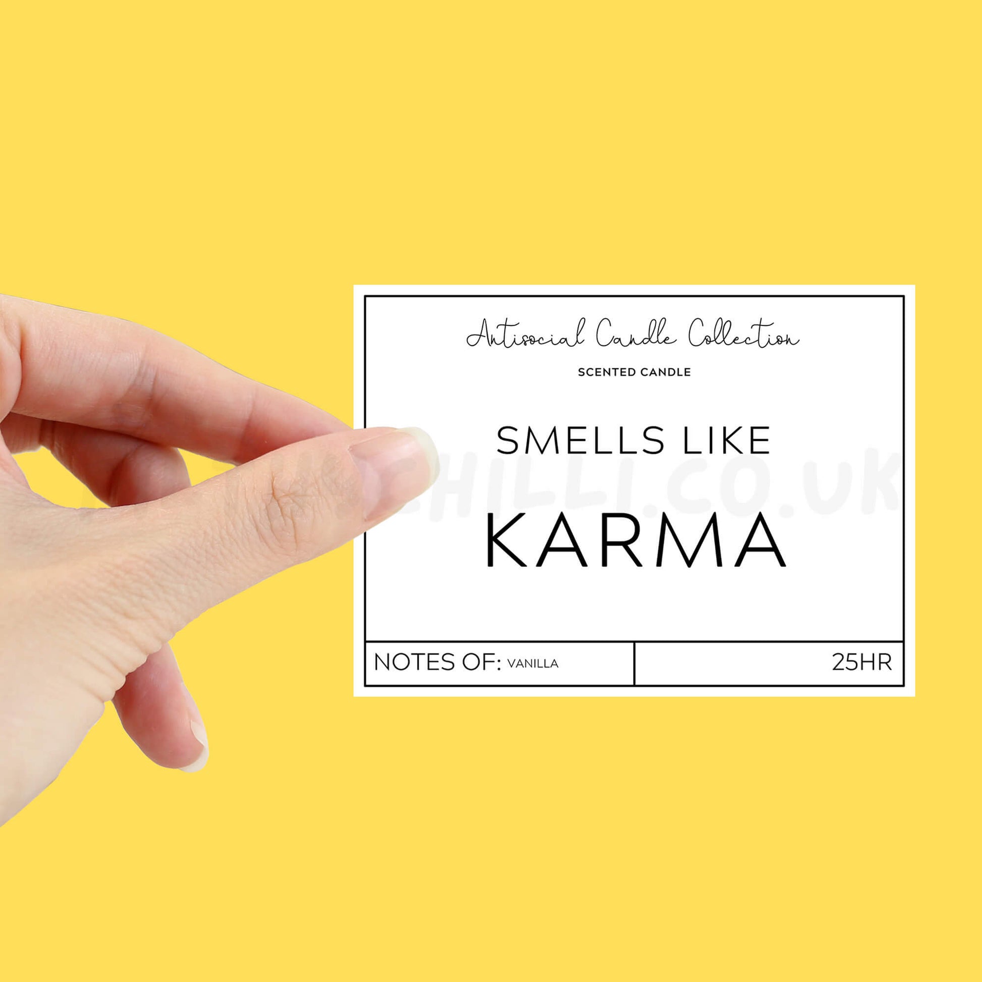 Smells like karma candle label