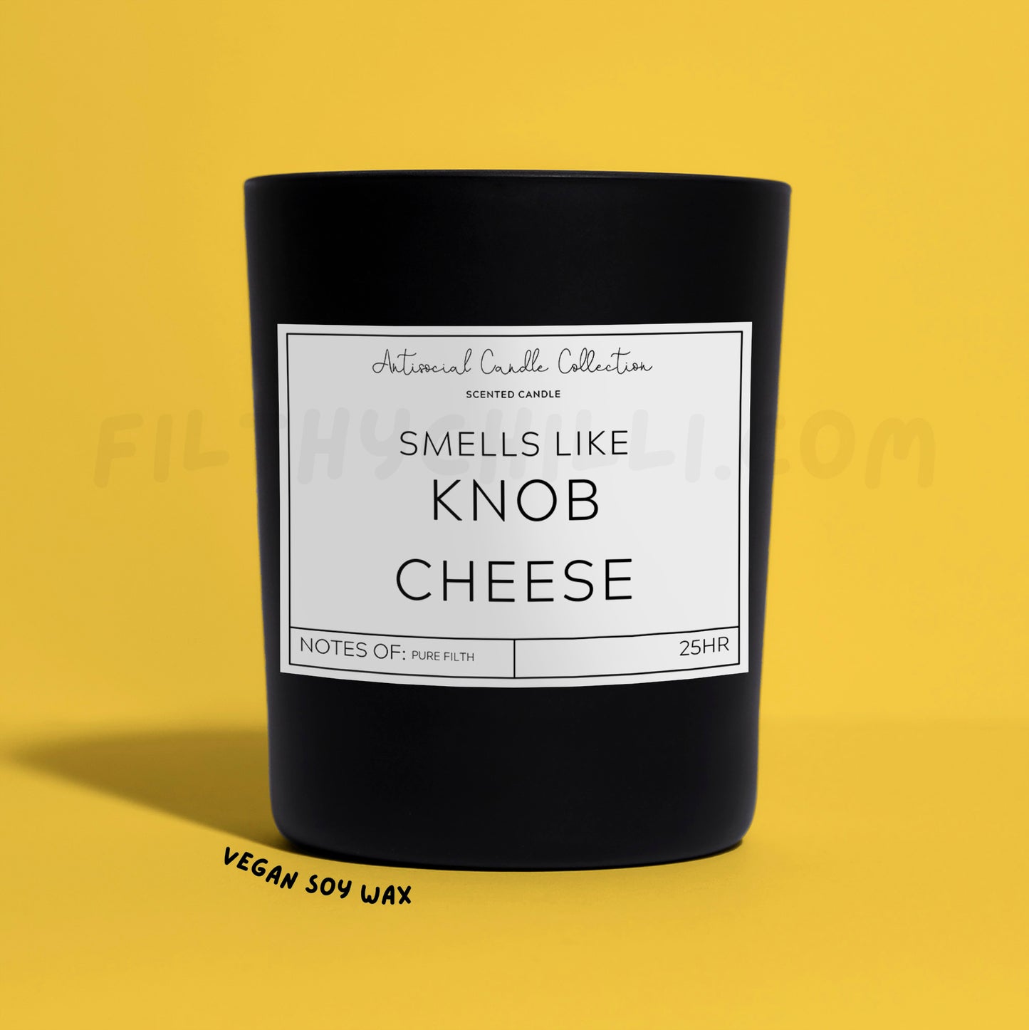 Smells Like Knob Cheese Black Glass Soy Wax  Candle