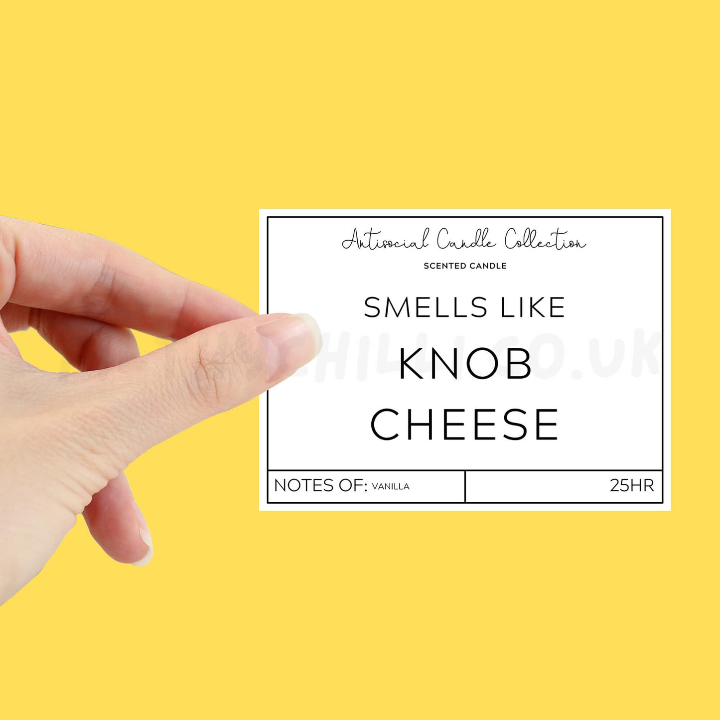 Smells like Knob Cheese candle label