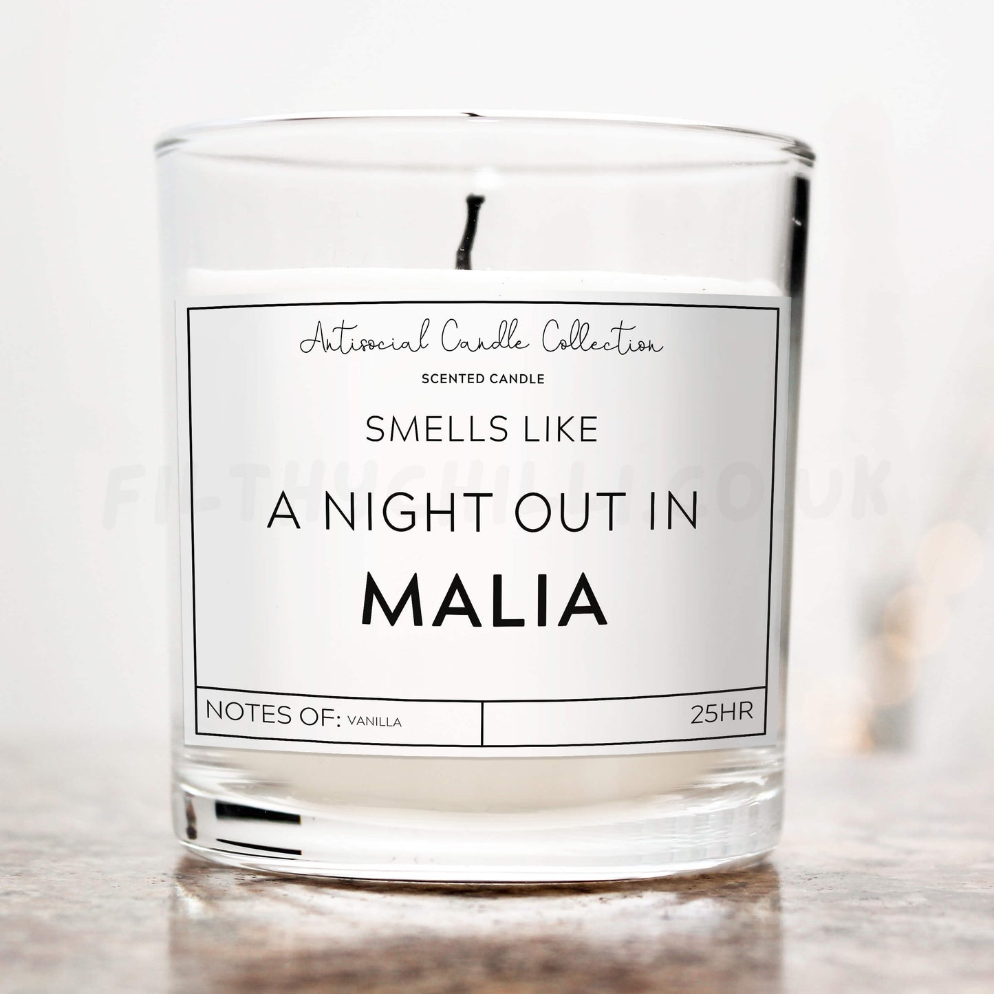 Smells like a night out in Malia candle