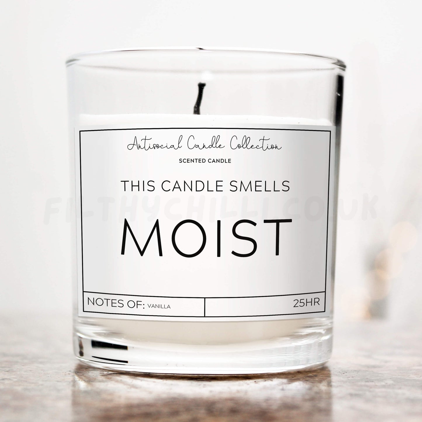 This candle smells moist candle