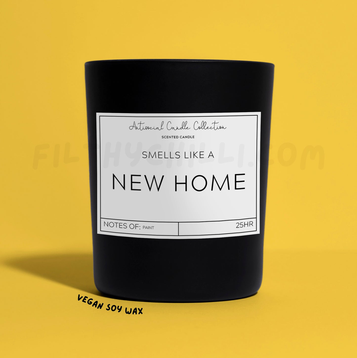 Smells Like A New Home Black Glass Soy Wax Candle