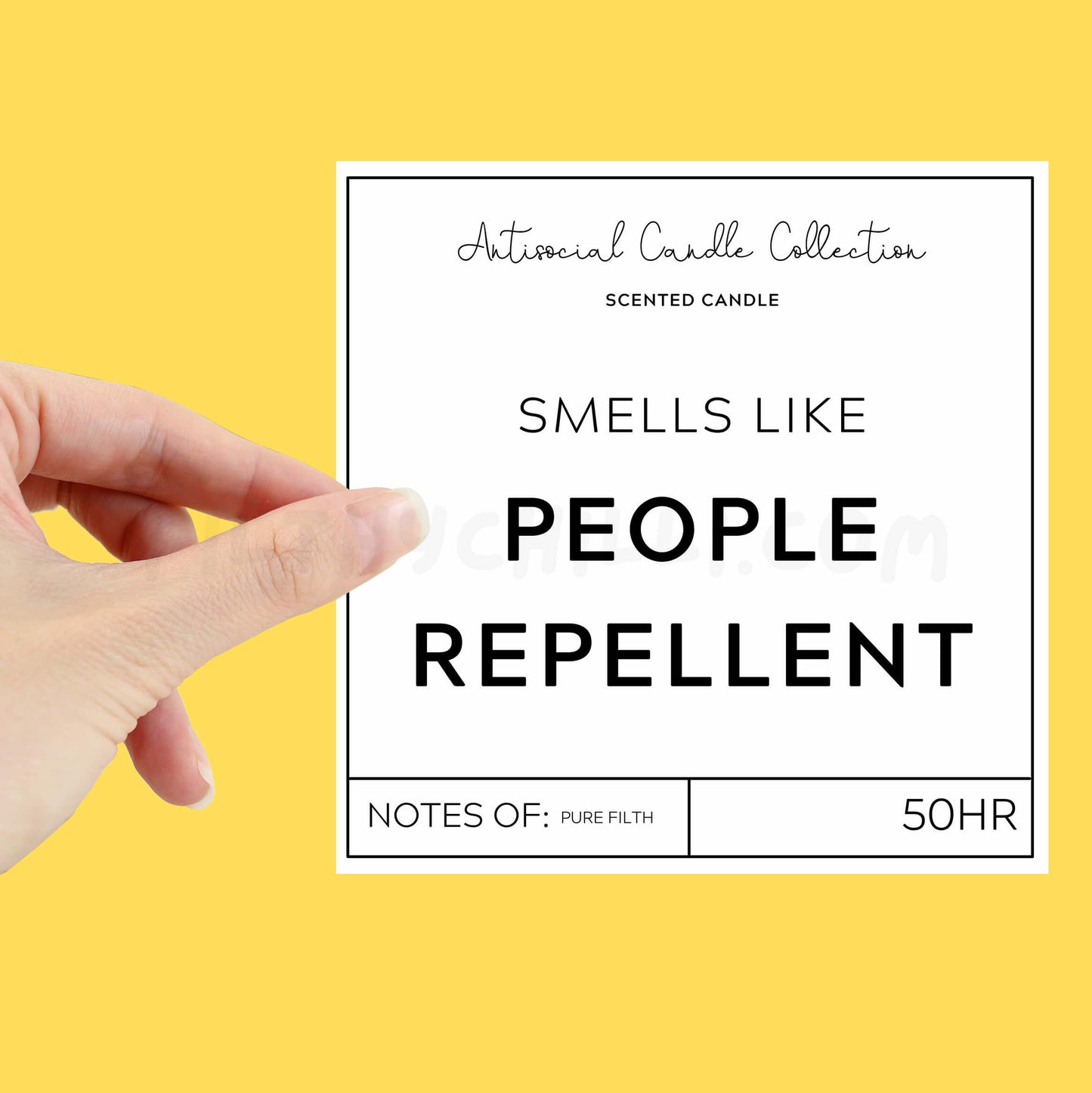 Smells like people repellent XL candle label