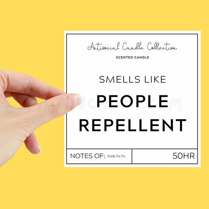 Smells like people repellent XL candle label