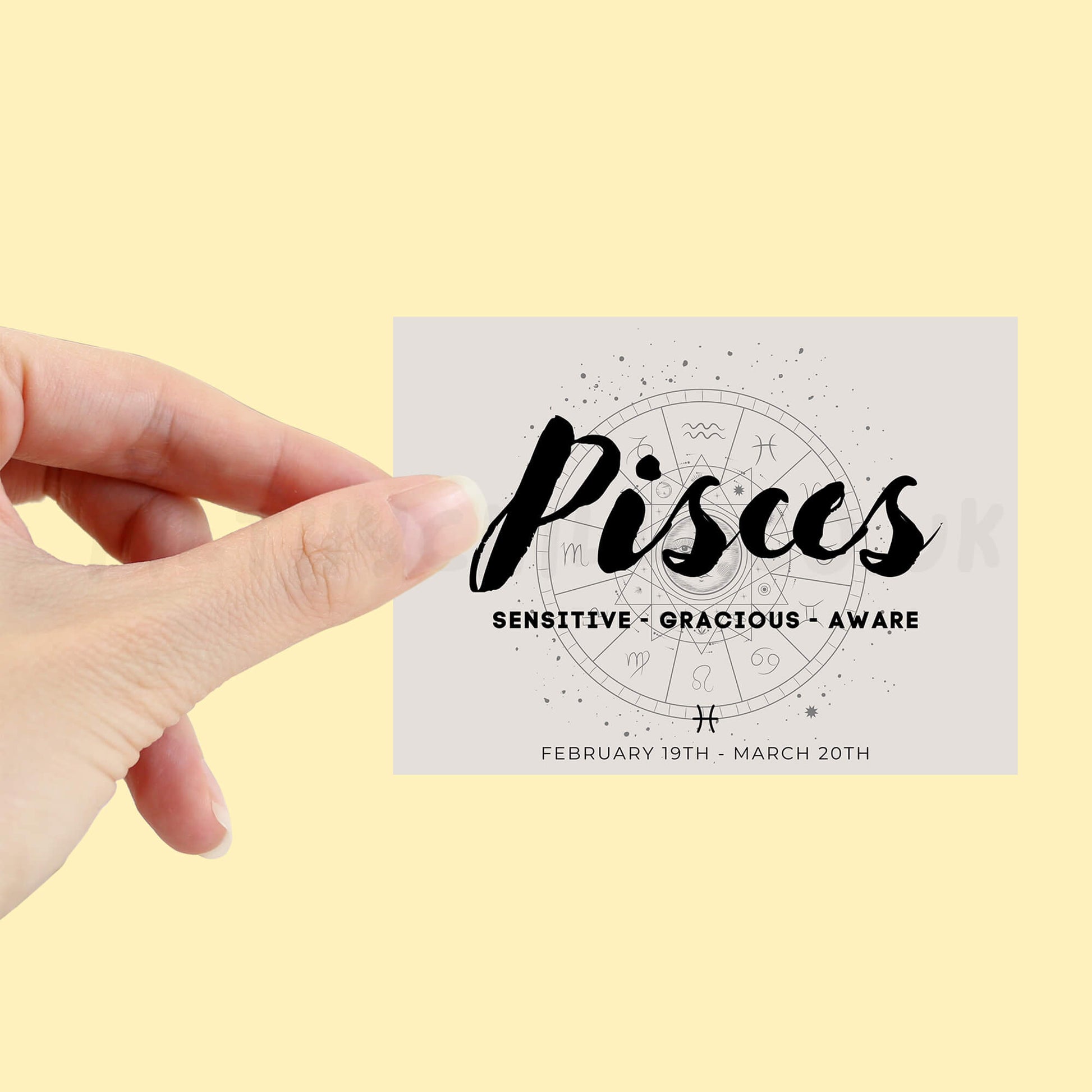 Pisces star sign candle label