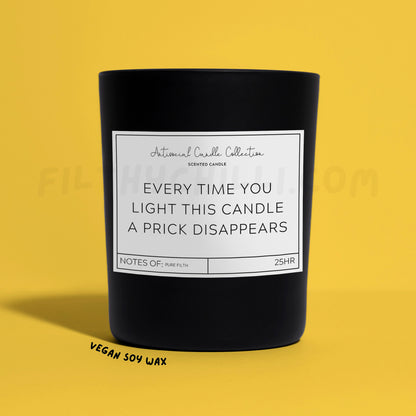 Every time you light this candle a prick disappears black glass soy wax candle