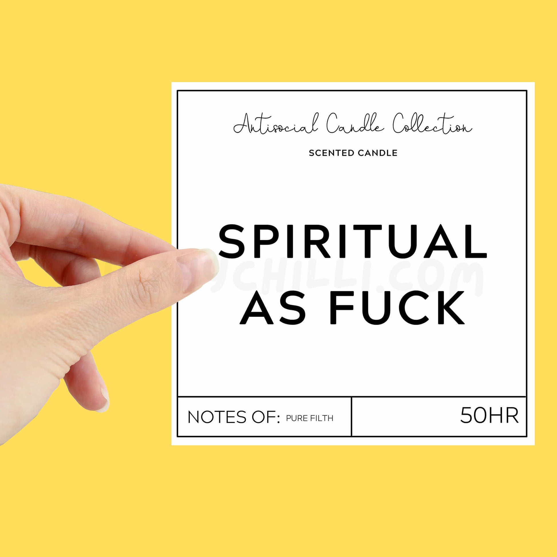 Spiritual as fuck XL candle label