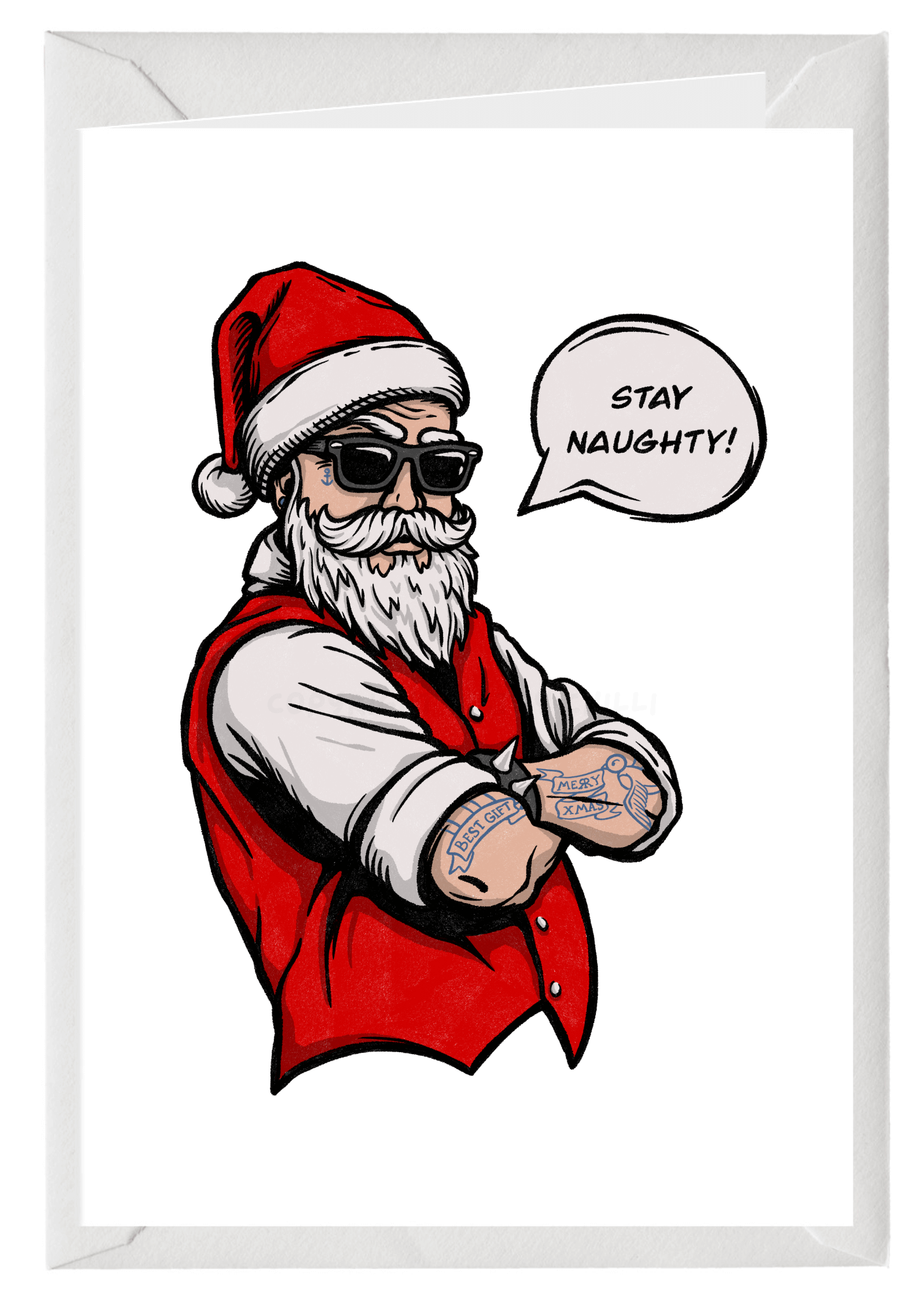 Stay naughty bad santa christmas card