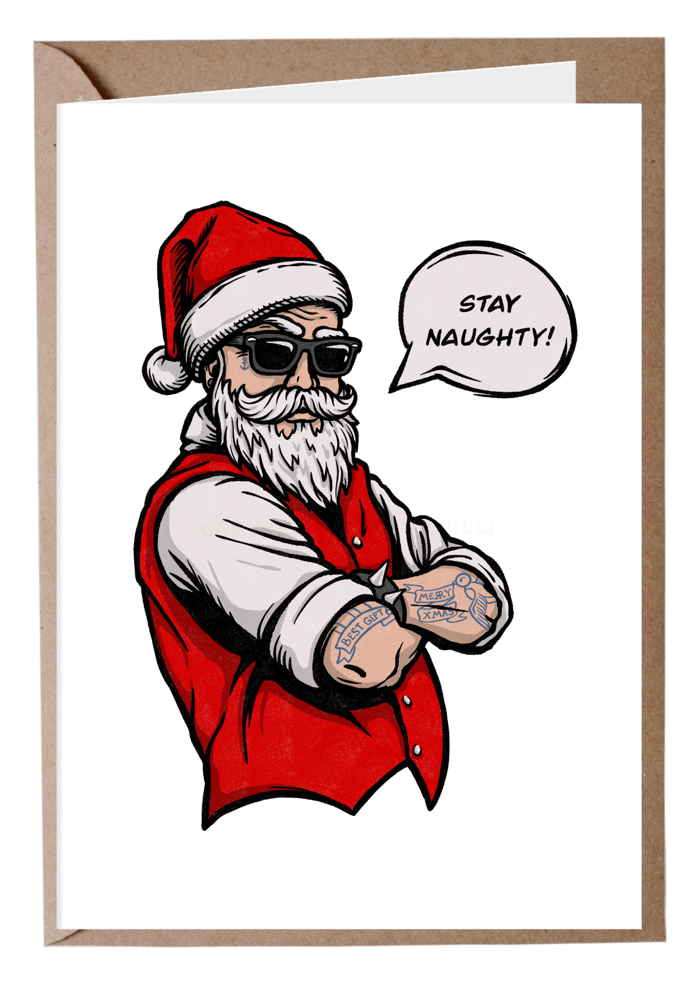 Stay naughty bad santa christmas card