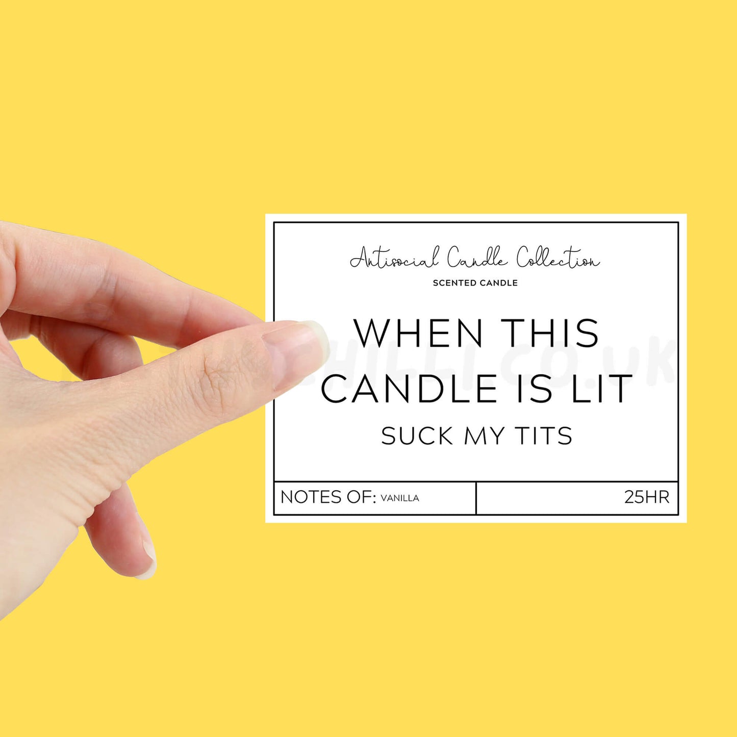When this candle is lit suck my tits candle label
