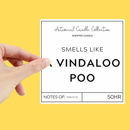 Smells Like A Vindaloo Poo XL Candle Label