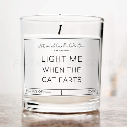 Light me when the cat farts candle 